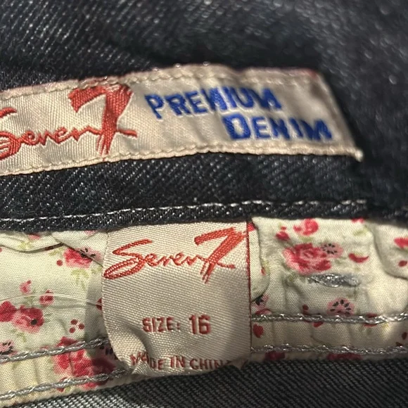 7 For All Mankind Dark Blue Boot Cut Jeans - Picture 7 of 8